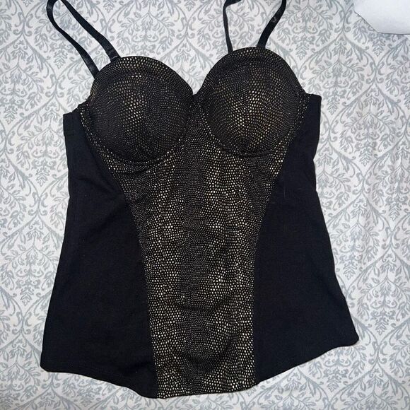 Nicki Minaj corset black and gold textured club wear size M - Picture 3 of 6